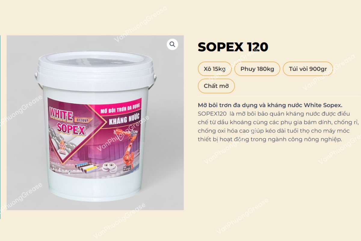 mua mỡ trắng số lượng lớn Mỡ trắng Sopex 120 thích hợp cho những nhu cầu bôi trơn bảo quản thông dụng