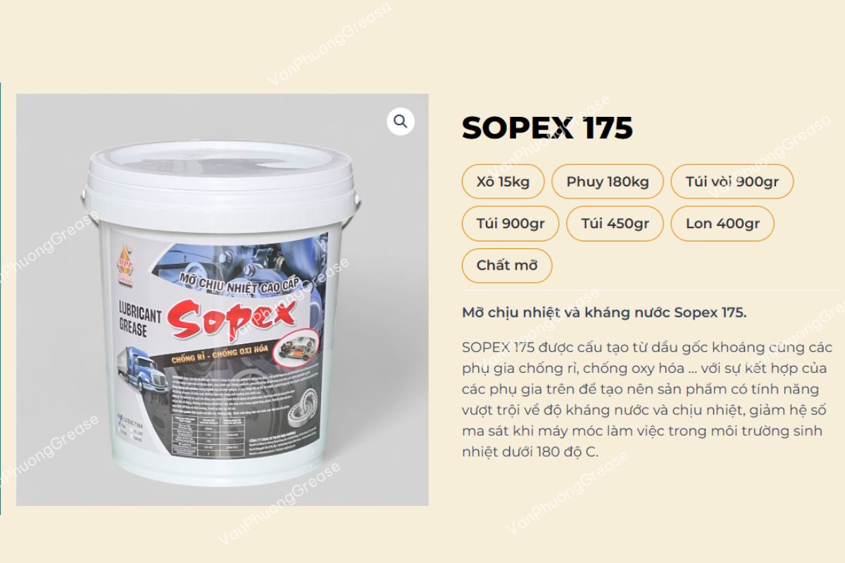 mua mỡ trắng số lượng lớn Mỡ trắng Sopex 175 là sản phẩm đặc biệt của Vân Phương Grease